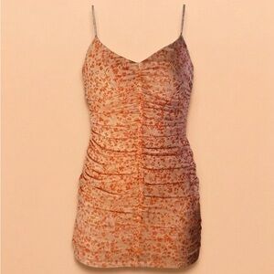 Papaya Floral Ruched Camisole in Tan